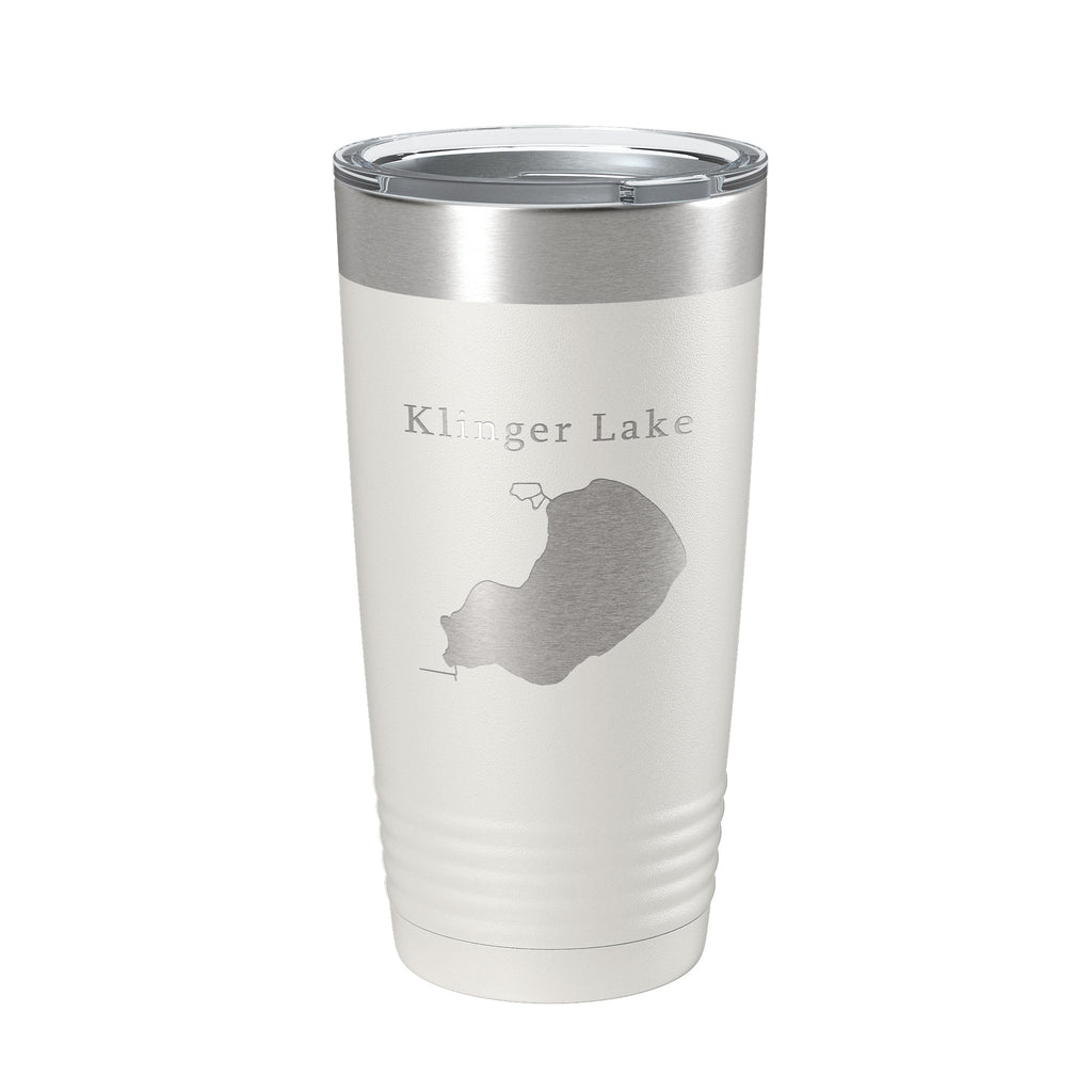 Klinger Lake Map Tumbler Travel Mug Insulated Laser Engraved Coffee Cup Michigan 20 oz