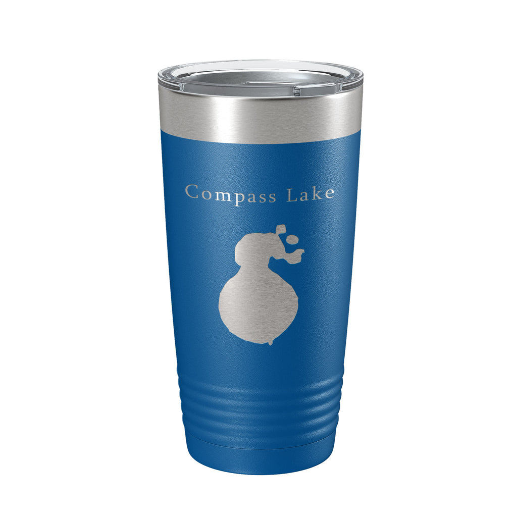 Compass Lake Map Tumbler Travel Mug Insulated Laser Engraved Coffee Cup Florida 20 oz