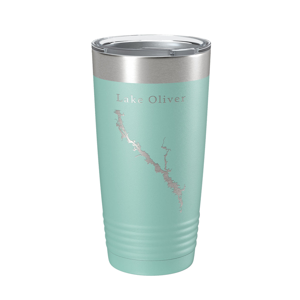 Lake Oliver Map Tumbler Travel Mug Insulated Laser Engraved Coffee Cup Alabama Georgia 20 oz