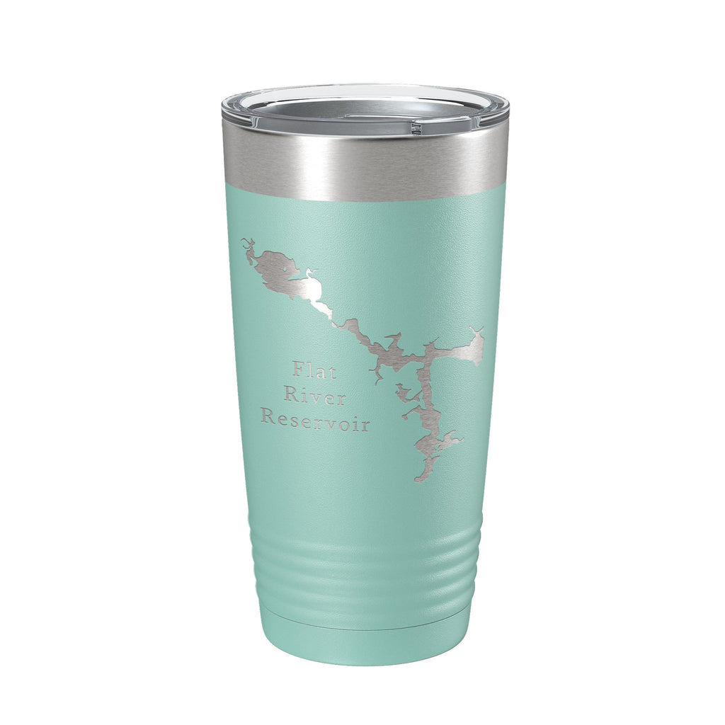 Flat River Reservoir Tumbler Lake Map Travel Mug Insulated Laser Engraved Coffee Cup Rhode Island 20 oz