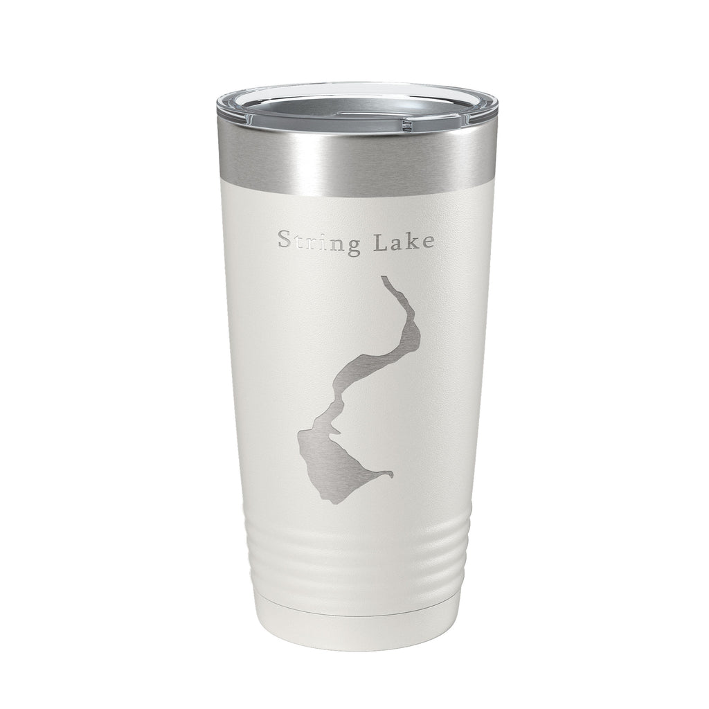 String Lake Map Tumbler Travel Mug Insulated Laser Engraved Coffee Cup Grand Teton Wyoming 20 oz