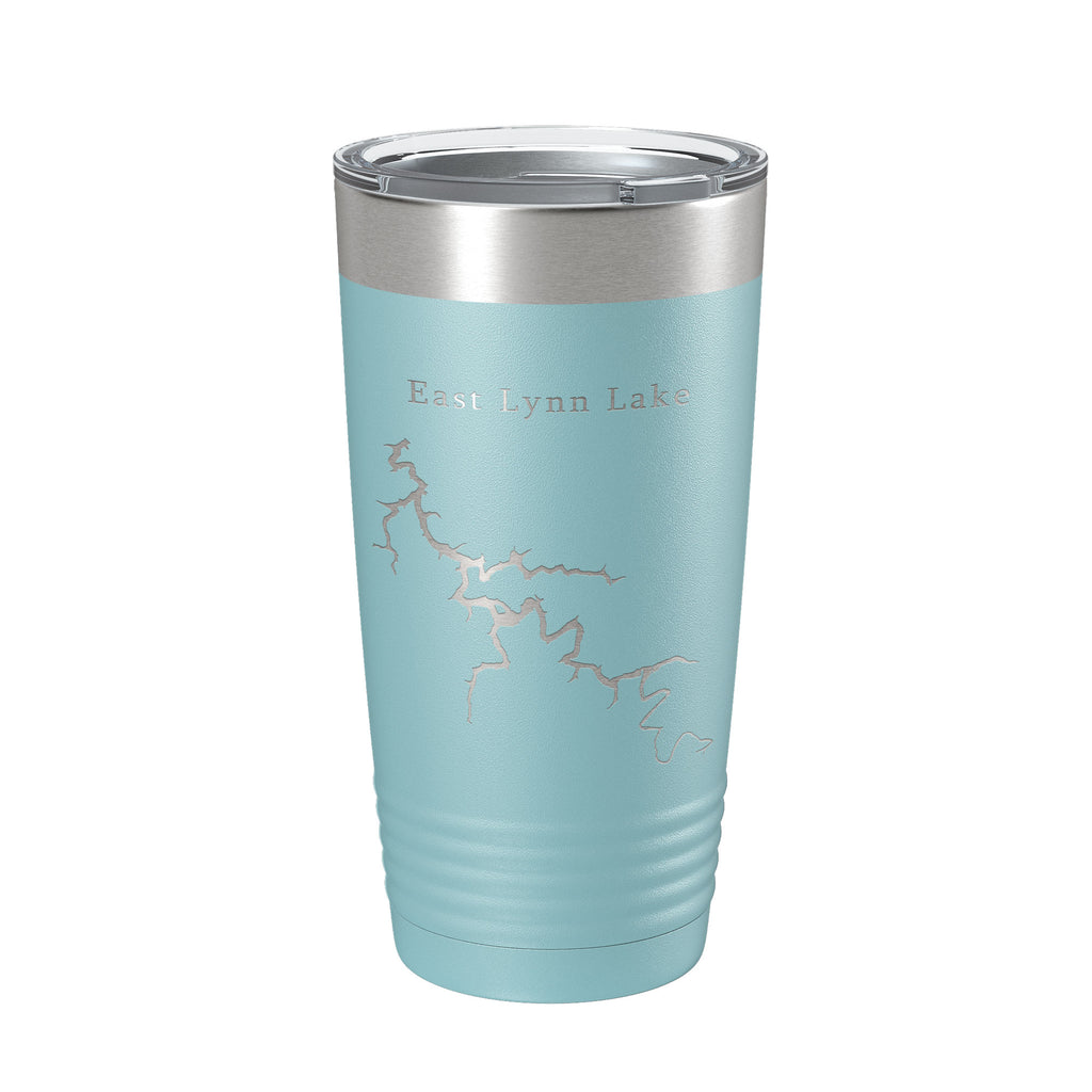 East Lynn Lake Map Tumbler Travel Mug Insulated Laser Engraved Coffee Cup West Virginia 20 oz