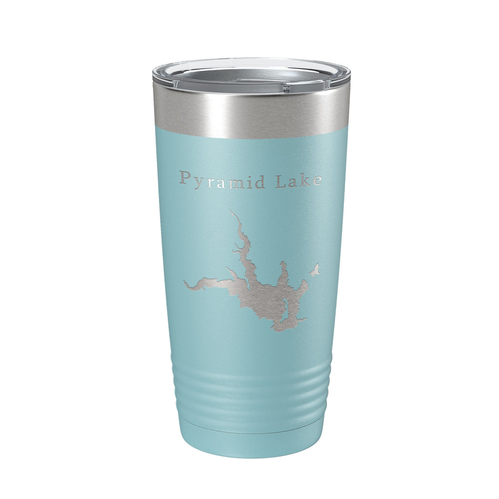 Pyramid Lake Map Tumbler Travel Mug Insulated Laser Engraved Coffee Cup California 20 oz