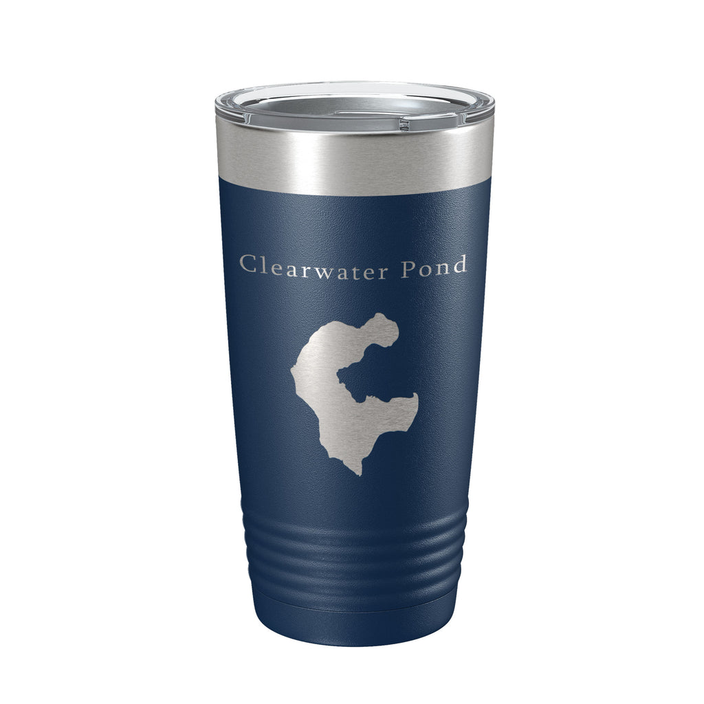 Clearwater Pond Lake Map Tumbler Travel Mug Insulated Laser Engraved Coffee Cup Maine 20 oz