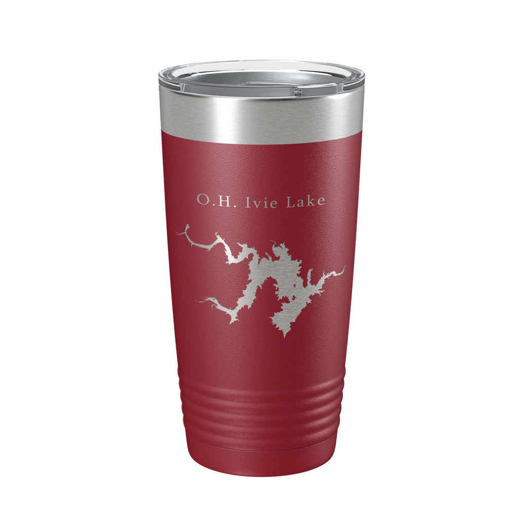 O.H. Ivie Lake Stacy Reservoir Map Tumbler Travel Mug Insulated Laser Engraved Coffee Cup Texas 20 oz