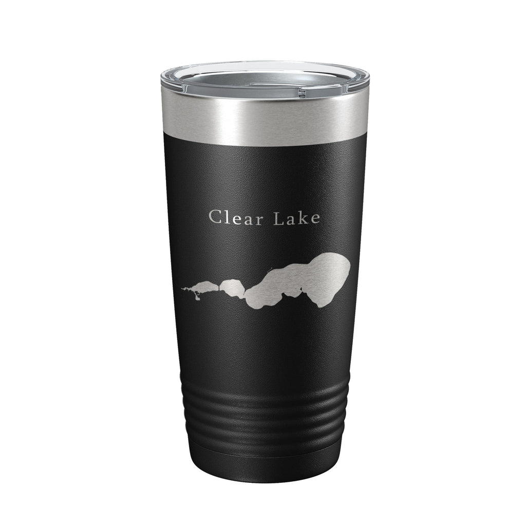 Clear Lake Map Tumbler Travel Mug Insulated Laser Engraved Coffee Cup Iowa 20 oz