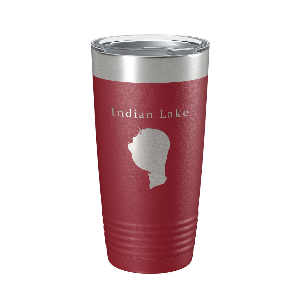 Indian Lake Map Tumbler Travel Mug Insulated Laser Engraved Coffee Cup Silver Creek Township Michigan 20 oz