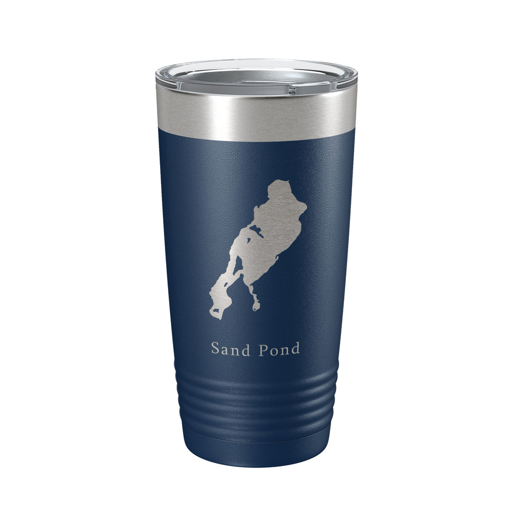 Sand Pond Tumbler Lake Map Travel Mug Insulated Laser Engraved Coffee Cup Maine 20 oz