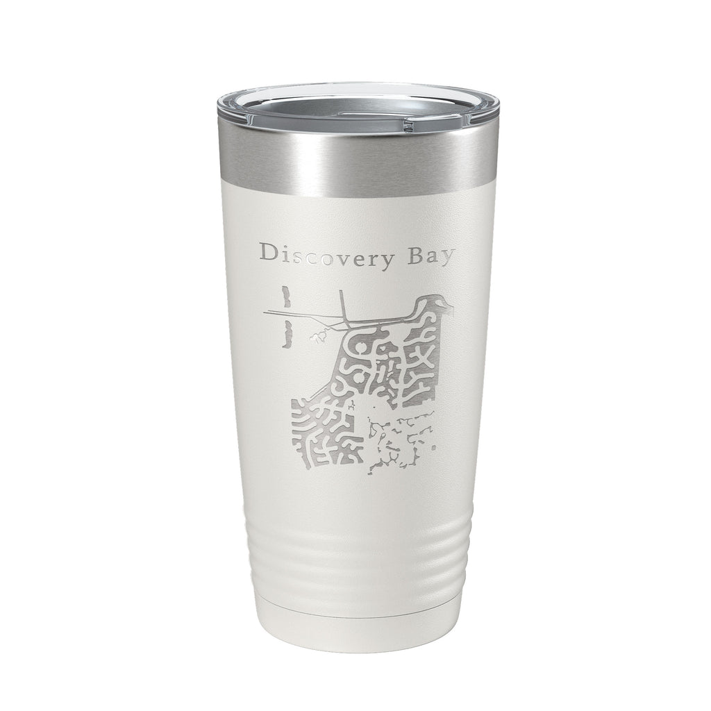 Discovery Bay Tumbler Lake Map Travel Mug Insulated Laser Engraved Coffee Cup California 20 oz