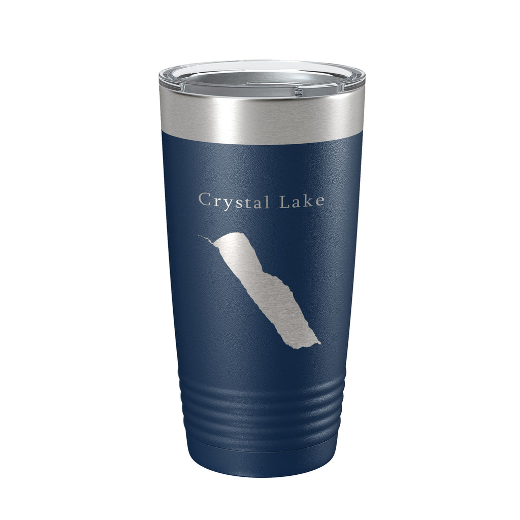 Crystal Lake Map Tumbler Travel Mug Insulated Laser Engraved Coffee Cup Vermont 20 oz