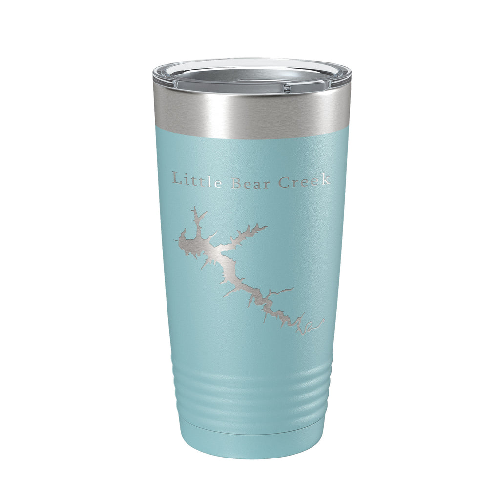 Little Bear Creek Tumbler Lake Map Travel Mug Insulated Laser Engraved Coffee Cup Alabama 20 oz