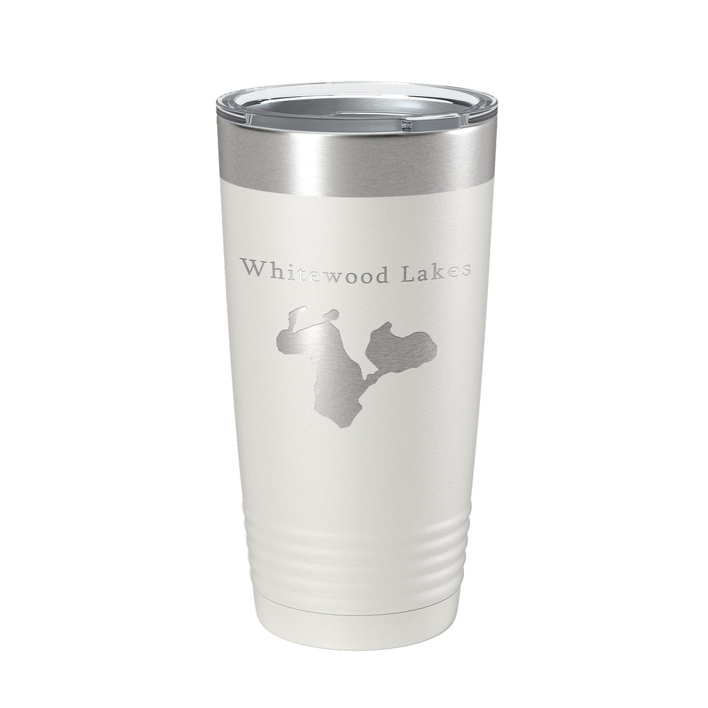Whitewood Lakes Map Tumbler Travel Mug Insulated Laser Engraved Coffee Cup Huron River Chain of Lakes Michigan 20 oz