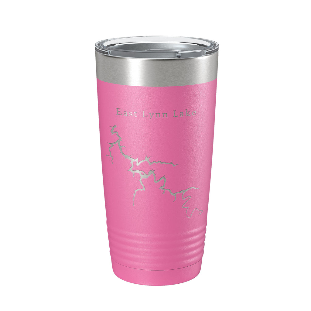 East Lynn Lake Map Tumbler Travel Mug Insulated Laser Engraved Coffee Cup West Virginia 20 oz
