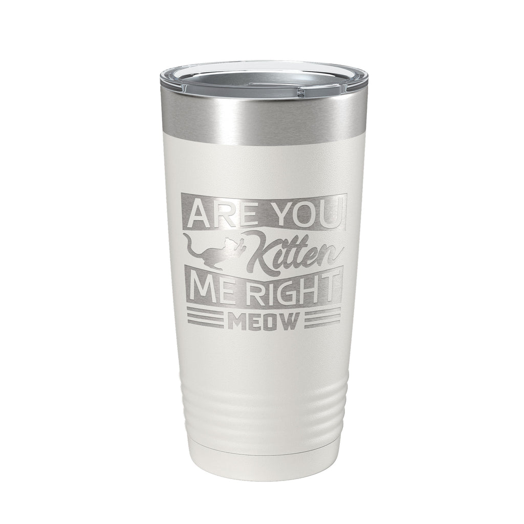 Are You Kitten Me Right Meow Tumbler Travel Mug Funny Cat Lover Gift Insulated Laser Engraved Coffee Cup 20 oz