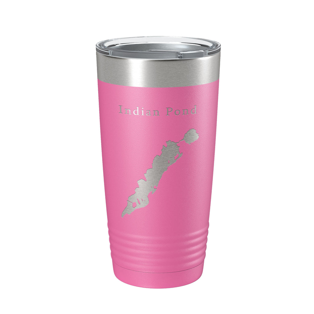 Indian Pond Tumbler Lake Map Travel Mug Insulated Laser Engraved Coffee Cup Maine 20 oz