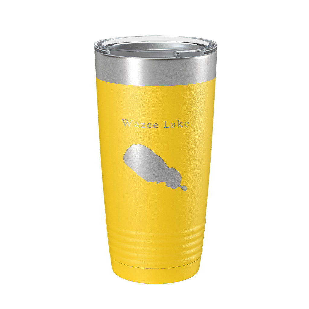 Wazee Lake Map Tumbler Travel Mug Insulated Laser Engraved Coffee Cup Wisconsin 20 oz