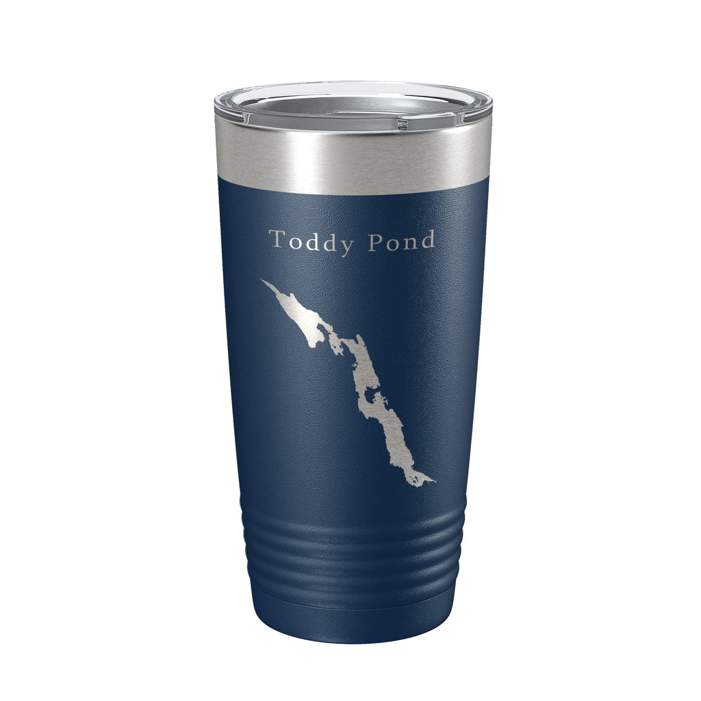 Toddy Pond Tumbler Lake Map Travel Mug Insulated Laser Engraved Coffee Cup Maine 20 oz