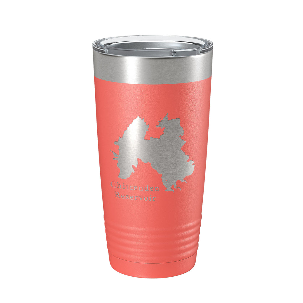 Chittenden Reservoir Tumbler Lake Map Travel Mug Insulated Laser Engraved Coffee Cup Vermont 20 oz