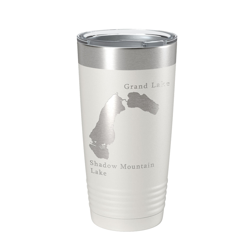 Shadow Mountain & Grand Lakes Map Tumbler Travel Mug Insulated Laser Engraved Coffee Cup Colorado 20 oz