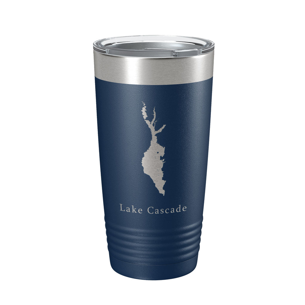 Lake Cascade Map Tumbler Travel Mug Insulated Laser Engraved Coffee Cup Idaho 20 oz