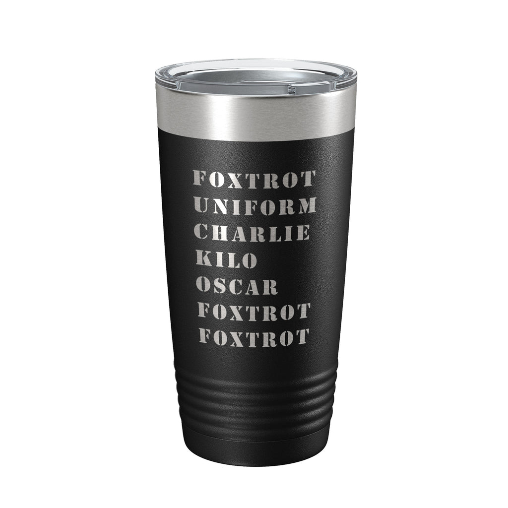 Funny Military Alphabet Tumbler Foxtrot Off Travel Mug Great Gift Idea For Military Veteran Tactical Novelty Insulated Laser Engraved NATO Phonetic Alphabet Coffee Cup 20 oz