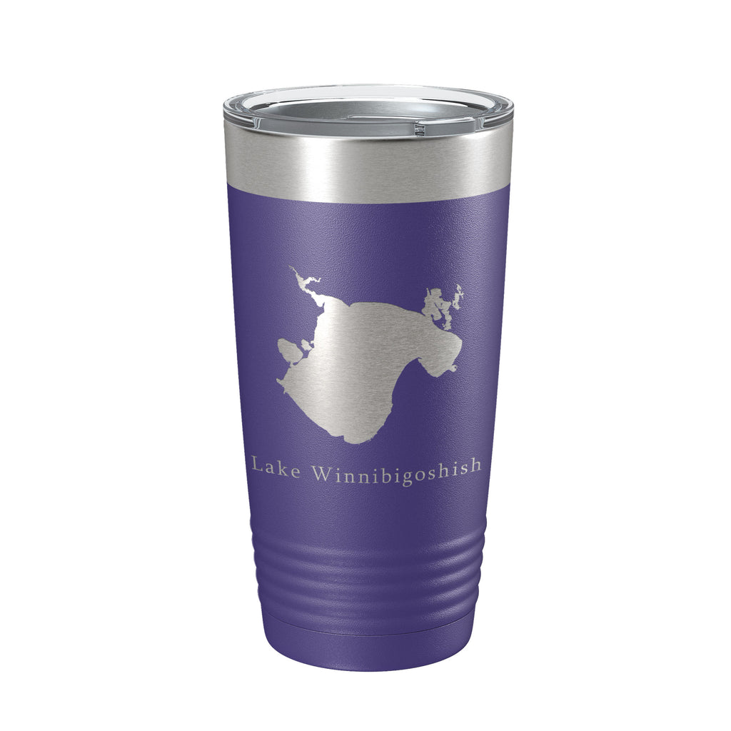 Lake Winnibigoshish Map Tumbler Travel Mug Insulated Laser Engraved Coffee Cup Minnesota 20 oz