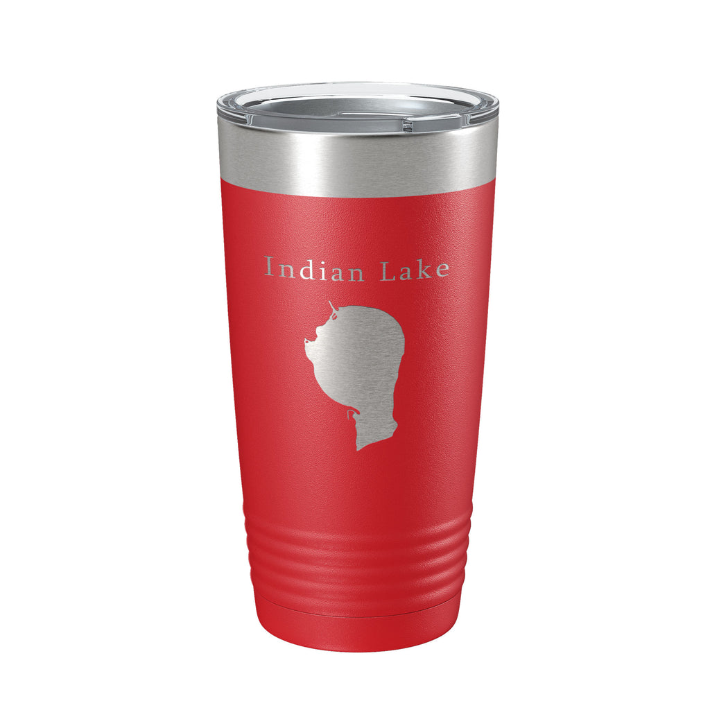 Indian Lake Map Tumbler Travel Mug Insulated Laser Engraved Coffee Cup Silver Creek Township Michigan 20 oz