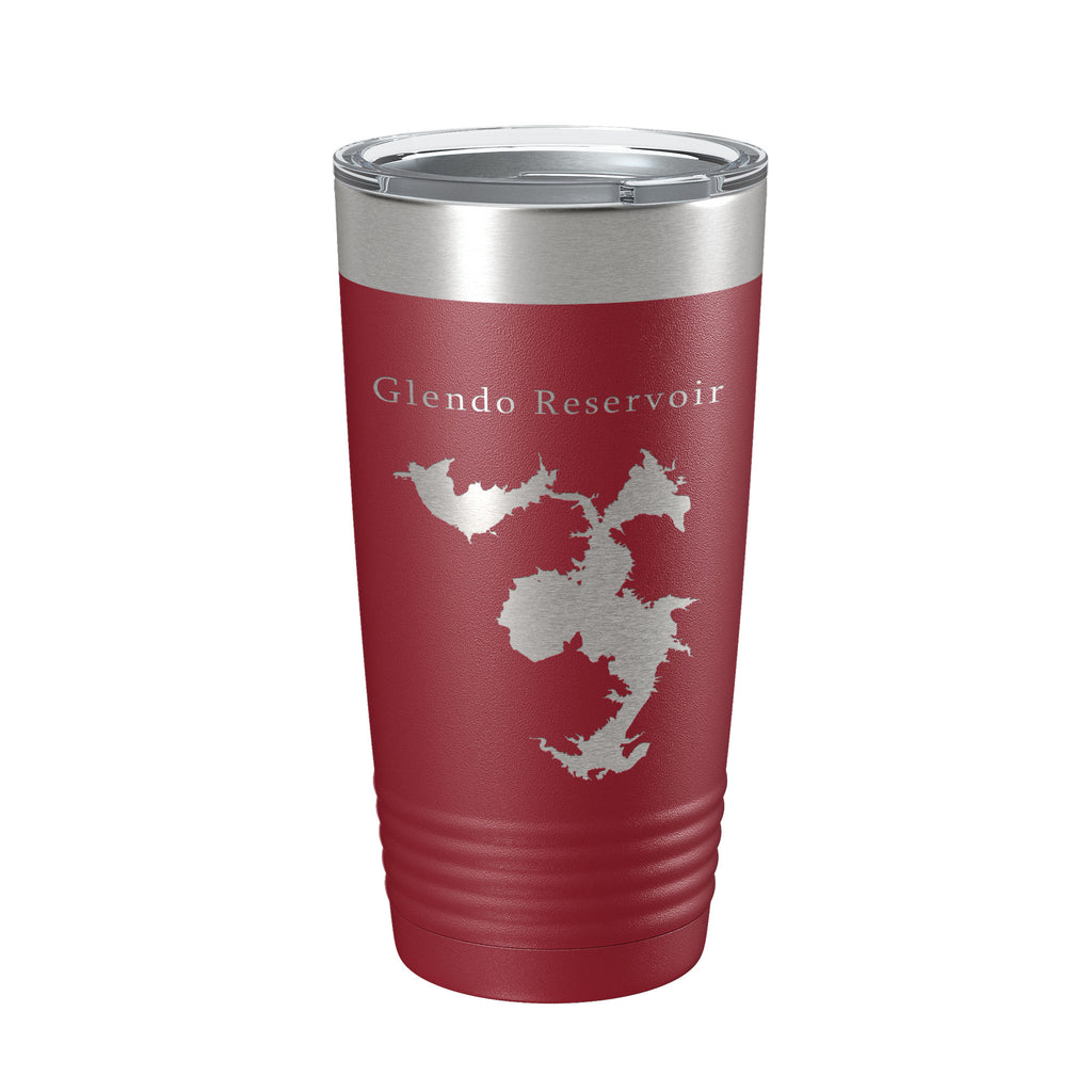 Glendo Reservoir Tumbler Lake Map Travel Mug Insulated Laser Engraved Coffee Cup Wyoming 20 oz