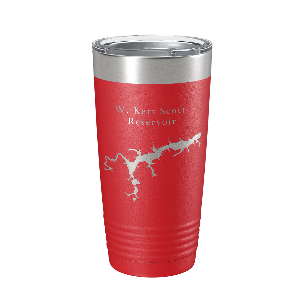 W. Kerr Scott Reservoir Tumbler Lake Map Travel Mug Insulated Laser Engraved Coffee Cup North Carolina 20 oz
