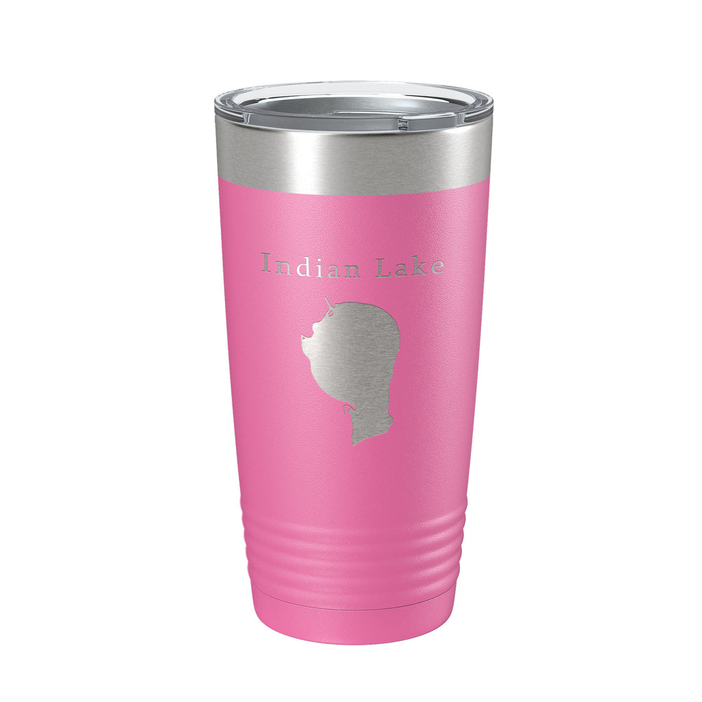 Indian Lake Map Tumbler Travel Mug Insulated Laser Engraved Coffee Cup Silver Creek Township Michigan 20 oz