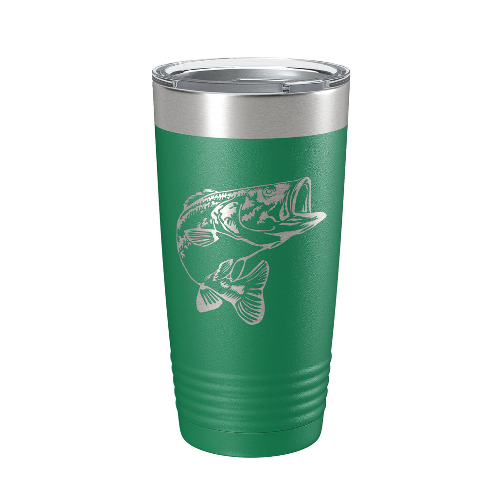 Bass Fishing Tumbler Angler Travel Mug Insulated Laser Engraved Coffee Cup Gift 20 oz