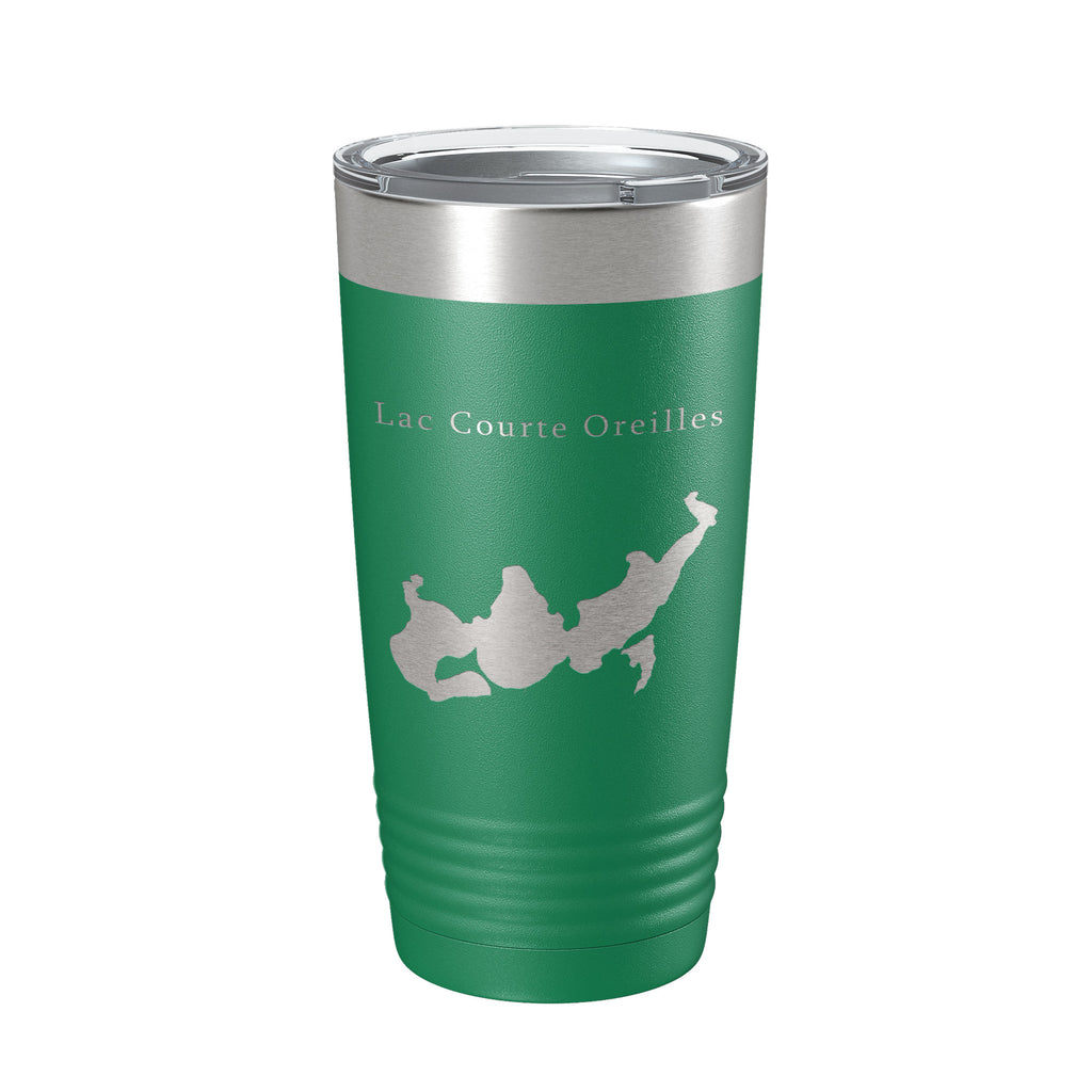 Lac Courte Oreilles Tumbler Lake Map Travel Mug Insulated Laser Engraved Coffee Cup Wisconsin 20 oz