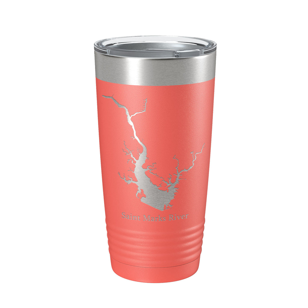St. Marks River FL Map Tumbler Travel Mug Insulated Laser Engraved Coffee Cup Apalachee Bay Florida Saint 20 oz