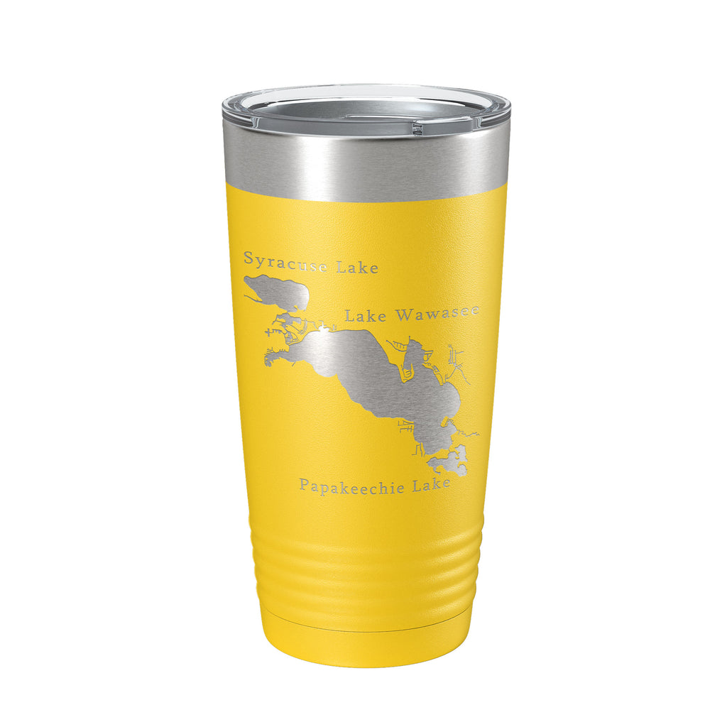 Lakes Wawasee Syracuse & Papakeechie Map Tumbler Travel Mug Insulated Laser Engraved Coffee Cup Indiana 20 oz